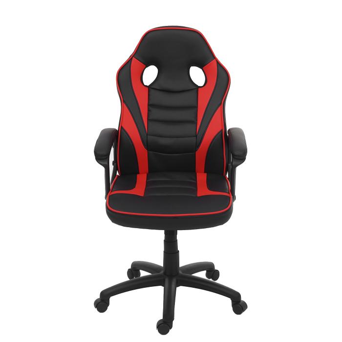 Brostuhl HWC-F59, Schreibtischstuhl Drehstuhl Racing-Chair Gaming-Chair, Kunstleder ~ schwarz/rot