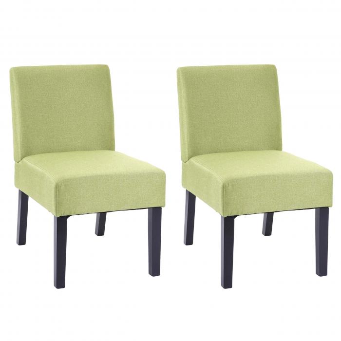 2er-Set Esszimmerstuhl HWC-F61, Stuhl Lounge-Stuhl, Stoff/Textil ~ grün