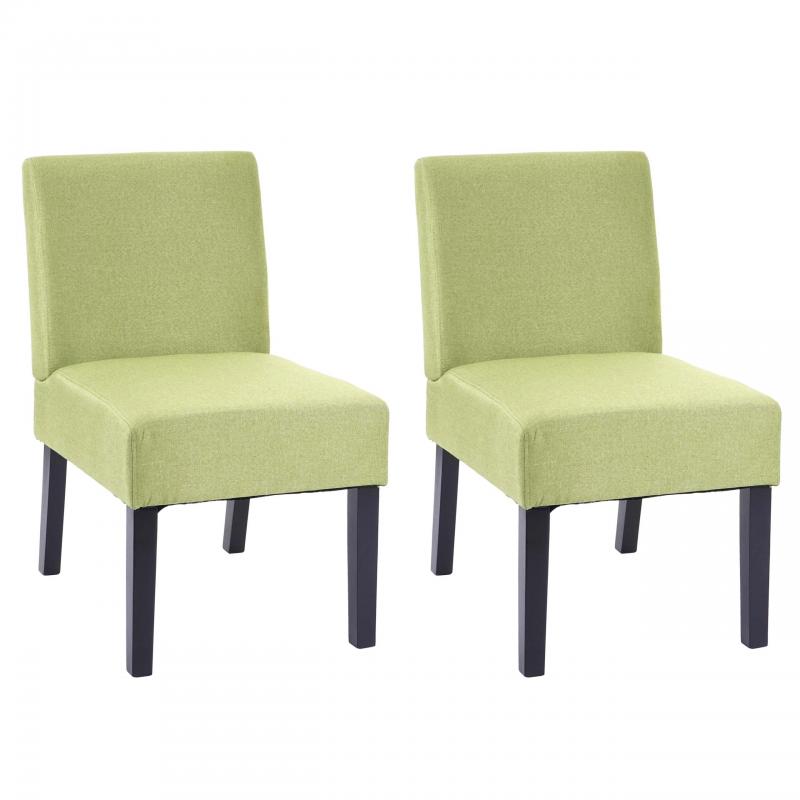 2er-Set Esszimmerstuhl HWC-F61, Stuhl Lounge-Stuhl, Stoff/Textil ~ grün