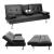 3er-Sofa HWC-F60, Couch Schlafsofa Gstebett, Tassenhalter verstellbar 97x166cm ~ Kunstleder, schwarz