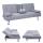 3er-Sofa HWC-F60, Couch Schlafsofa Gästebett, Tassenhalter verstellbar 97x166cm ~ Textil, hellgrau