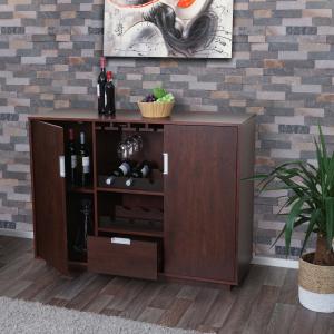 Weinschrank HWC-F64, Weinregal Flaschenregal Holzregal, Vintage MVG-zertifiziert 90x120x40cm ~ Walnuss-braun