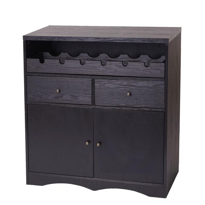 Weinschrank HWC-F65, Weinregal Flaschenregal Holzregal, MVG-zertifiziert 89x80x40cm ~ Eiche-schwarz