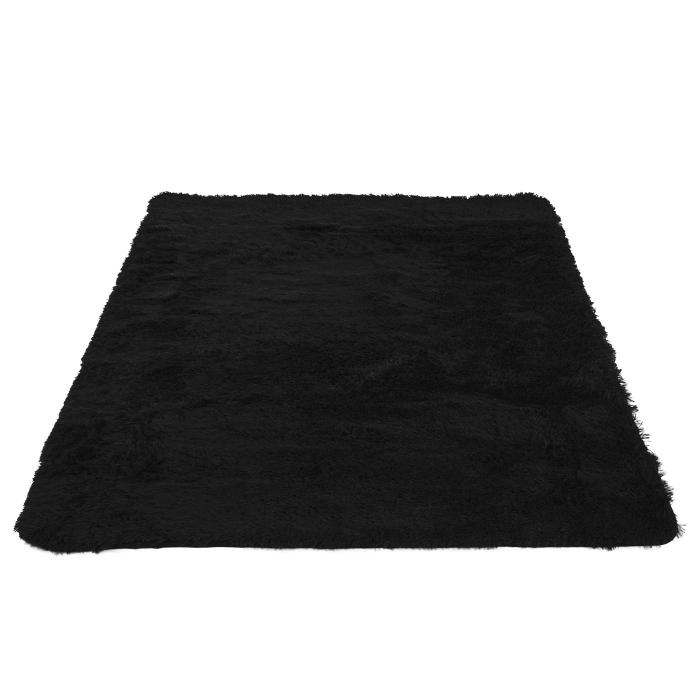 Teppich HWC-F69, Shaggy Lufer Hochflor Langflor, Stoff/Textil flauschig weich 230x160cm ~ schwarz