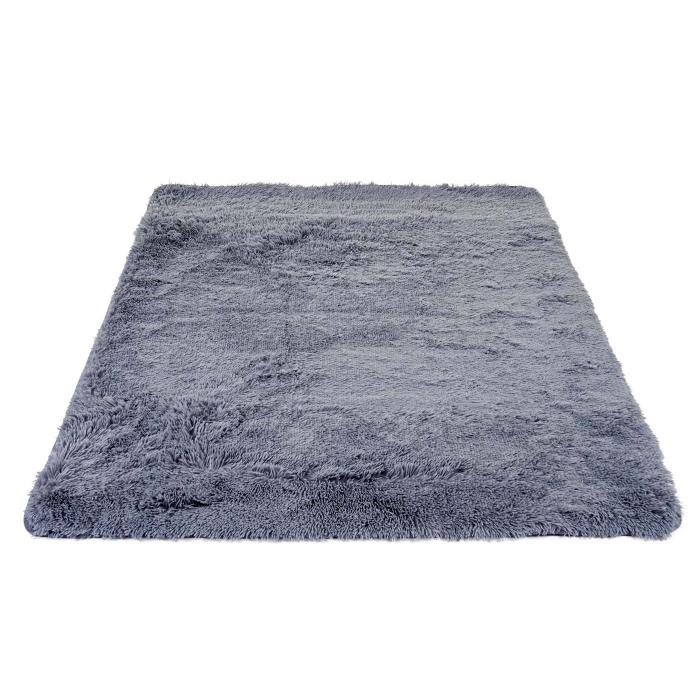 Teppich HWC-F69, Shaggy Lufer Hochflor Langflor, Stoff/Textil flauschig weich 200x140cm ~ grau