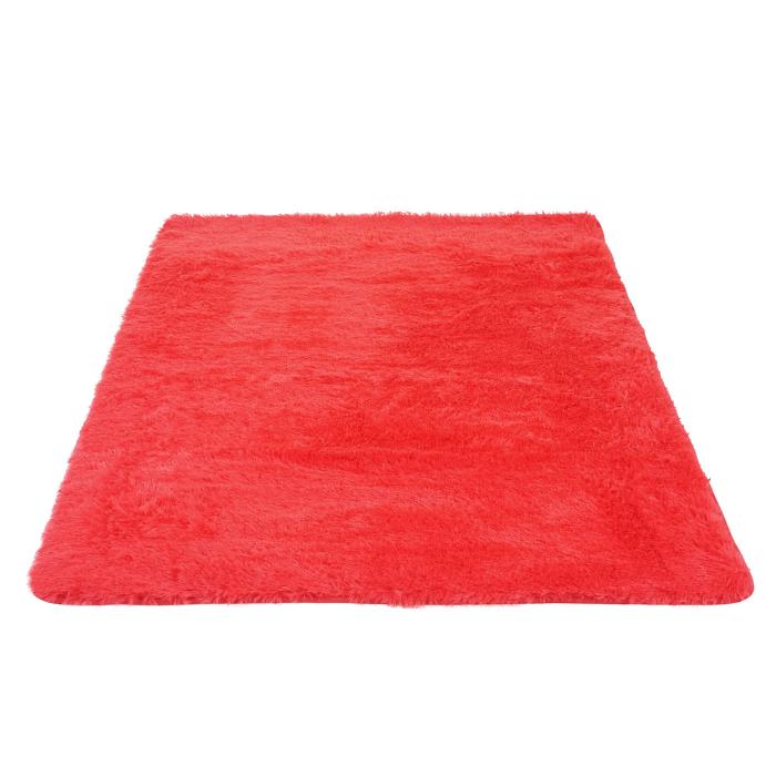 Teppich HWC-F69, Shaggy Lufer Hochflor Langflor, Stoff/Textil flauschig weich 230x160cm ~ rot