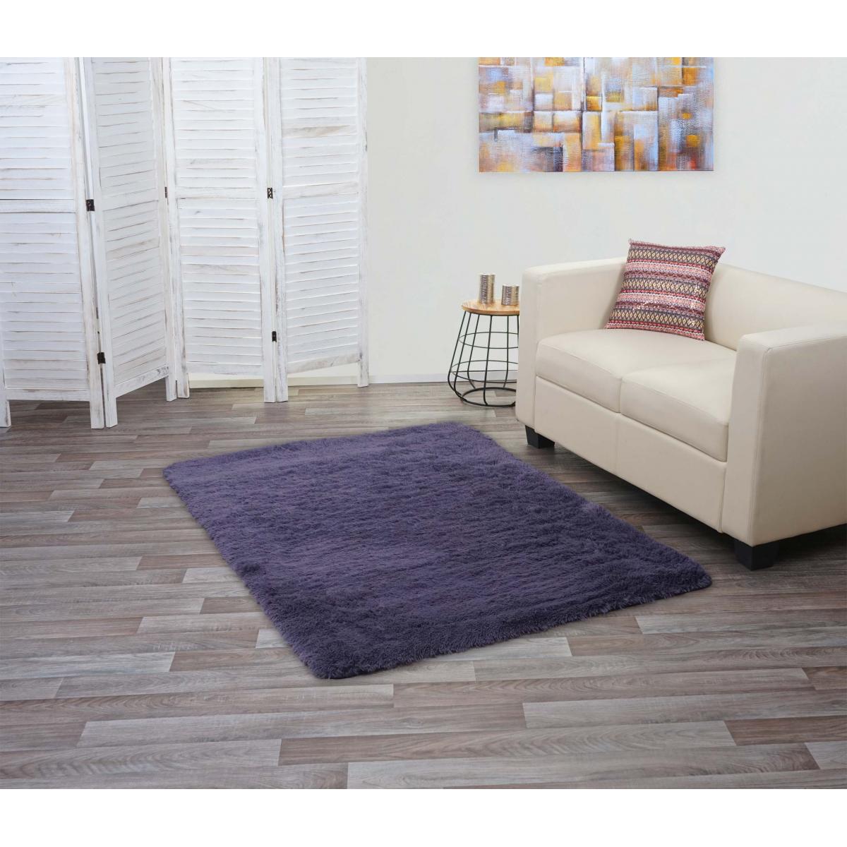 Teppich HWC-F69, Shaggy Lufer Hochflor Langflor, Stoff/Textil flauschig weich 160x120cm ~ dunkellila