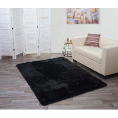 Teppich HWC-F69, Shaggy Lufer Hochflor Langflor, Stoff/Textil flauschig weich 200x140cm ~ schwarz