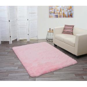 Teppich HWC-F69, Shaggy Lufer Hochflor Langflor, Stoff/Textil flauschig weich 200x140cm ~ rosa