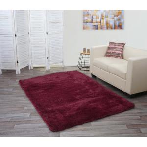 Teppich HWC-F69, Shaggy Lufer Hochflor Langflor, Stoff/Textil flauschig weich 200x140cm ~ weinrot