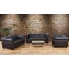 Luxus 3-2-1 Sofagarnitur Couchgarnitur Loungesofa Chesterfield Kunstleder ~ runde Fe, braun