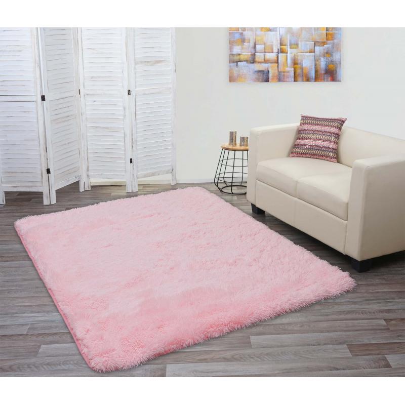 Teppich HWC-F69, Shaggy Lufer Hochflor Langflor, Stoff/Textil flauschig weich 230x160cm ~ rosa