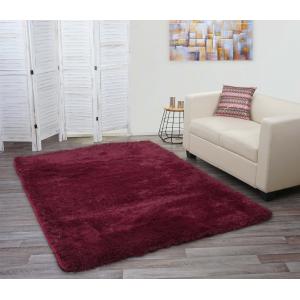 Teppich HWC-F69, Shaggy Lufer Hochflor Langflor, Stoff/Textil flauschig weich 230x160cm ~ weinrot