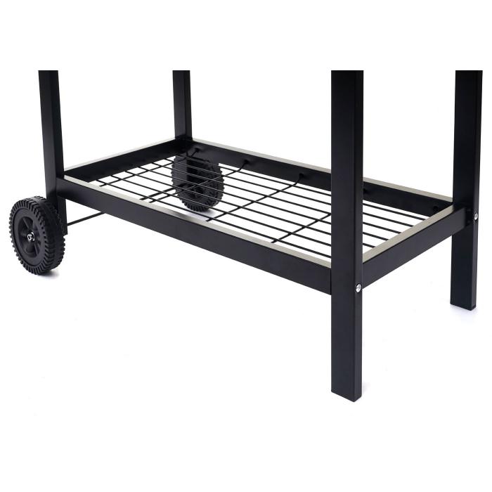 Grillwagen HWC-F70, Holzkohlegrill Standgrill Gartengrill mit Deckel Ablage, Stahl 103x93x70cm schwarz