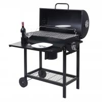 Grillwagen HWC-F70, Holzkohlegrill Standgrill Gartengrill mit Deckel Ablage, Stahl 103x93x70cm schwarz