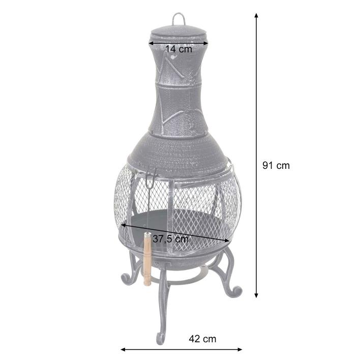 Terrassenofen HWC-F71, Feuerstelle Terrassenkamin Gartenkamin Gartenofen, Gusseisen 11,7kg 91x42x42cm