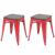 2er-Set Hocker HWC-A73 inkl. Holz-Sitzfläche, Metallhocker Sitzhocker, Metall Industriedesign stapelbar ~ rot