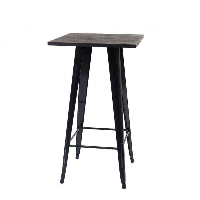 Stehtisch HWC-A73 inkl. Holz-Tischplatte, Bistrotisch Bartisch, Metall Industriedesign 107x60x60cm ~ schwarz