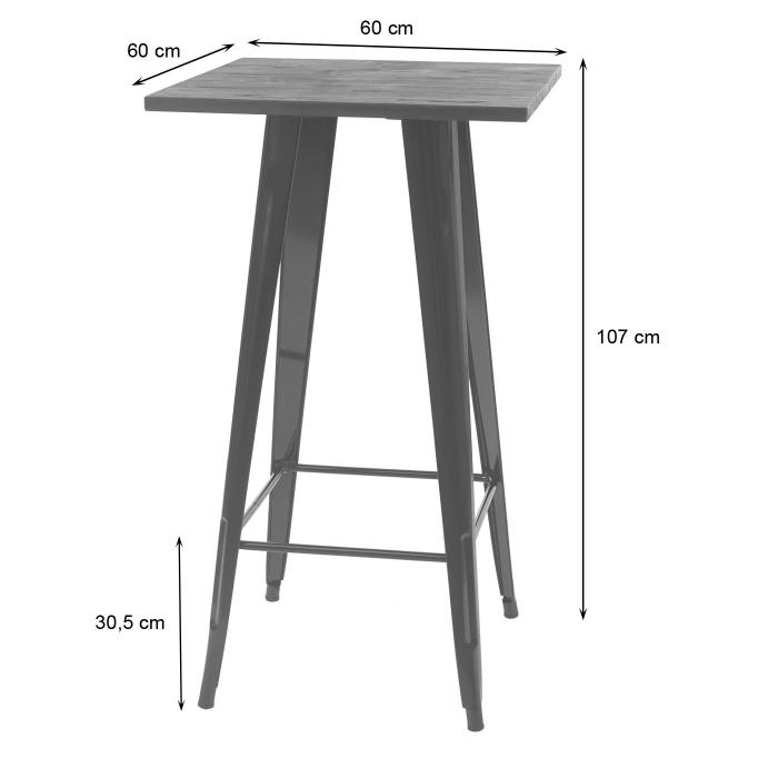 Set Stehtisch + 2x Barhocker HWC-A73 inkl. Holz-Tischplatte, Barstuhl Bartisch, Metall Industriedesign ~ schwarz