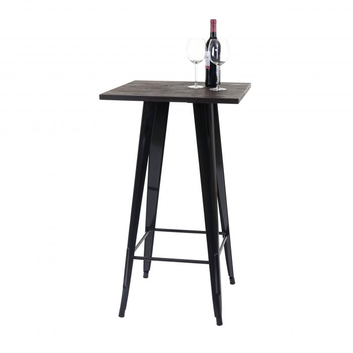 Stehtisch HWC-A73 inkl. Holz-Tischplatte, Bistrotisch Bartisch, Metall Industriedesign 107x60x60cm ~ schwarz