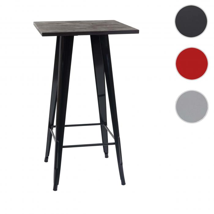 Stehtisch HWC-A73 inkl. Holz-Tischplatte, Bistrotisch Bartisch, Metall Industriedesign 107x60x60cm ~ schwarz