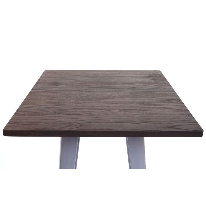 Stehtisch HWC-A73 inkl. Holz-Tischplatte, Bistrotisch Bartisch, Metall Industriedesign 107x60x60cm ~ grau