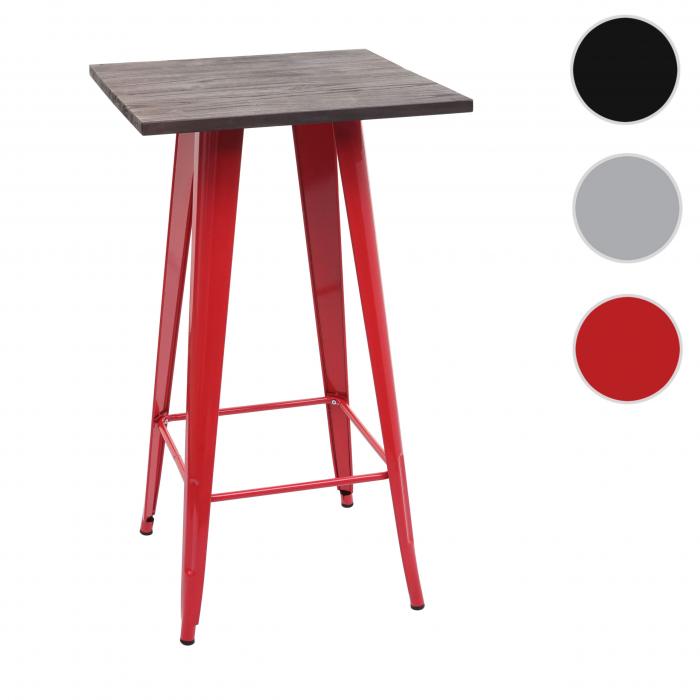 Stehtisch HWC-A73 inkl. Holz-Tischplatte, Bistrotisch Bartisch, Metall Industriedesign 107x60x60cm ~ rot