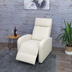 Fernsehsessel HWC-F76, Relaxsessel Sessel Liegesessel, Liegefunktion verstellbar Stoff/Textil ~ creme