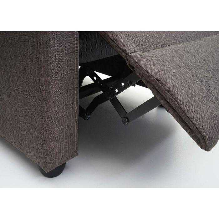 Retourenware | Fernsehsessel HWC-F76, Relaxsessel Sessel Liegesessel, Liegefunktion verstellbar Stoff/Textil grau-braun