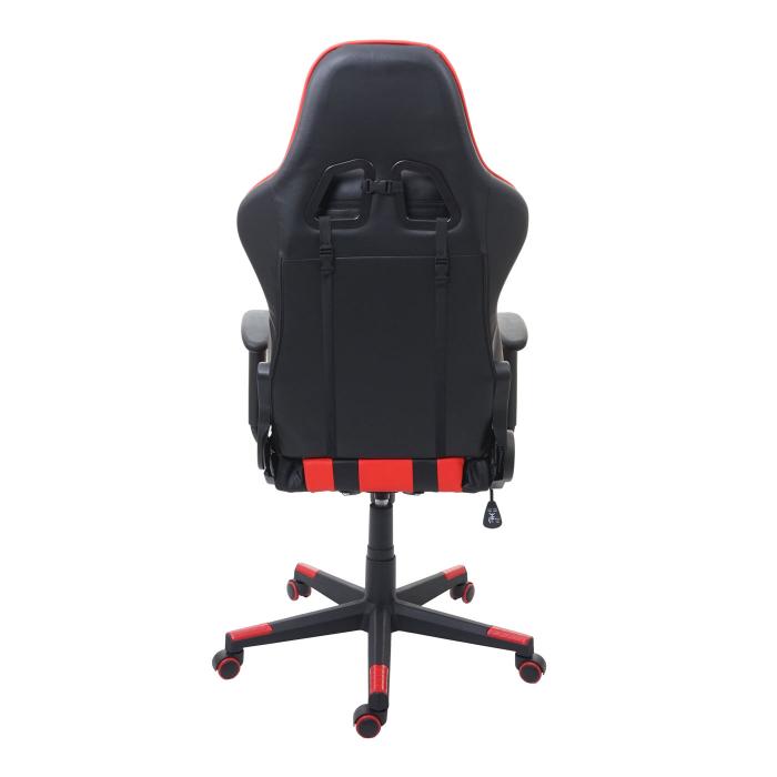 Brostuhl HWC-F84, Schreibtischstuhl Gamingstuhl Chefsessel Drehstuhl, Kunstleder ~ schwarz/rot