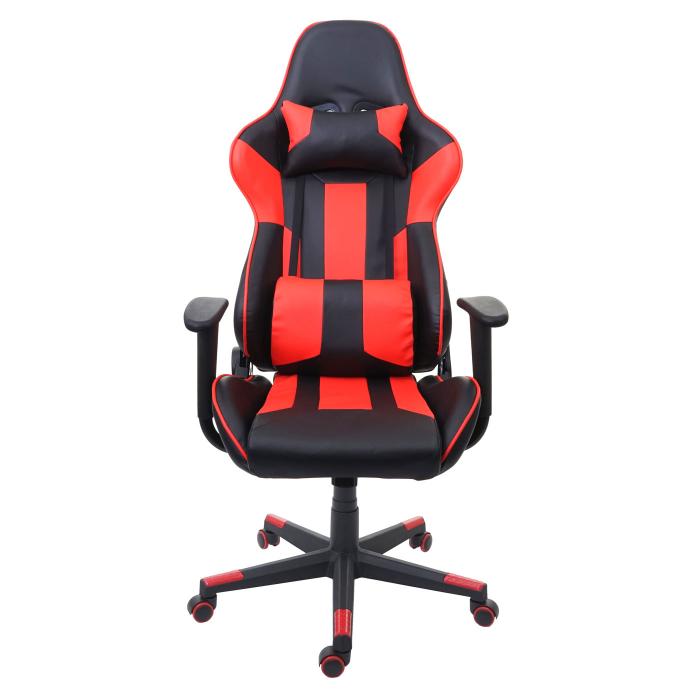 Brostuhl HWC-F84, Schreibtischstuhl Gamingstuhl Chefsessel Drehstuhl, Kunstleder ~ schwarz/rot