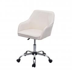 Bürostuhl HWC-F82, Schreibtischstuhl Chefsessel Drehstuhl, Retro Design Samt ~ creme-weiß