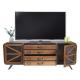 TV-Rack HWC-F91, Fernsehtisch Lowboard Kommode, Industrial Tanne Holz Metall 55x139x41cm, braun-schwarz