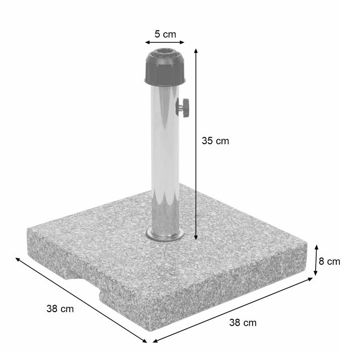 Sonnenschirmstnder HWC-F92, Schirmstnder Schirmhalter, Granit ~ 23kg eckig grau