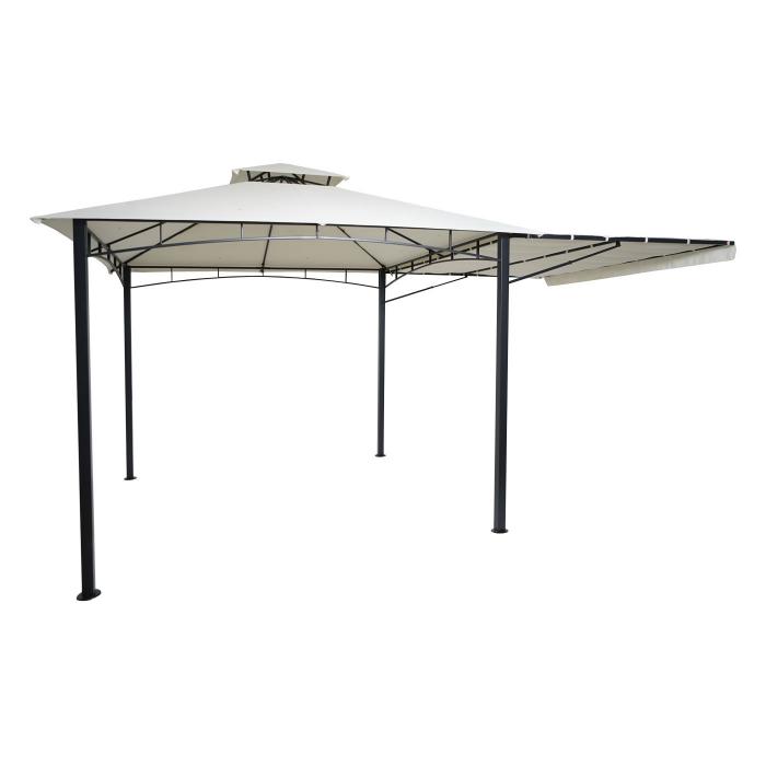 Pergola HWC-F94, Garten Pavillon, Stahl bewegliche Seitenwand 2,5x2,5m ~ creme-beige