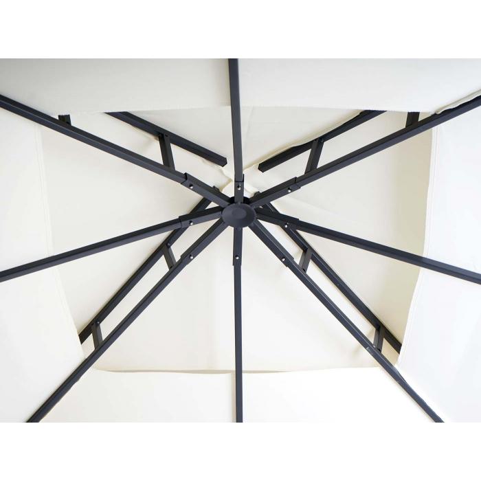 Pergola HWC-F94, Garten Pavillon, Stahl bewegliche Seitenwand 2,5x2,5m ~ creme-beige