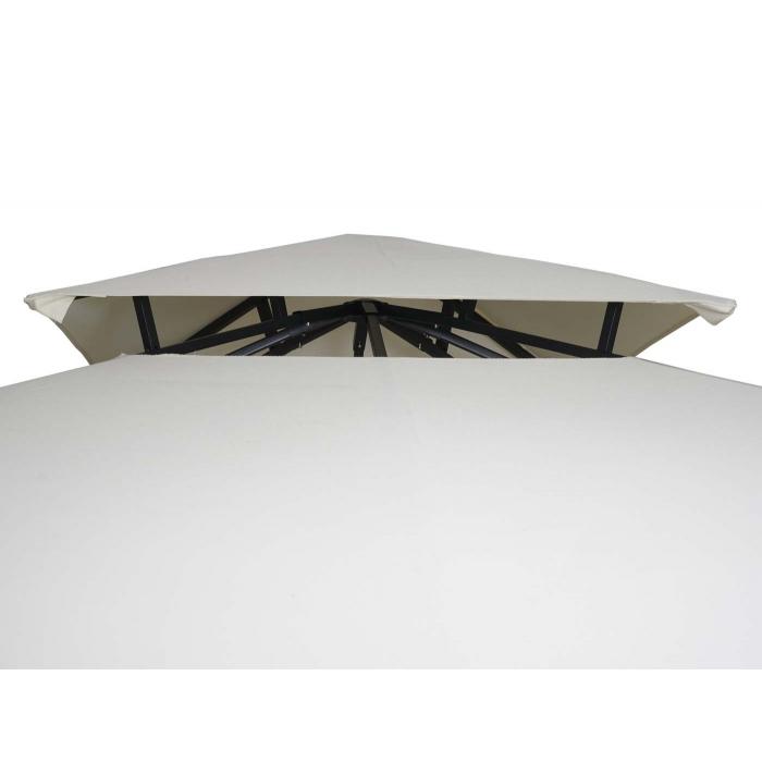 Pergola HWC-F94, Garten Pavillon, Stahl bewegliche Seitenwand 2,5x2,5m ~ creme-beige