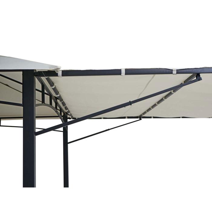 Pergola HWC-F94, Garten Pavillon, Stahl bewegliche Seitenwand 2,5x2,5m ~ creme-beige