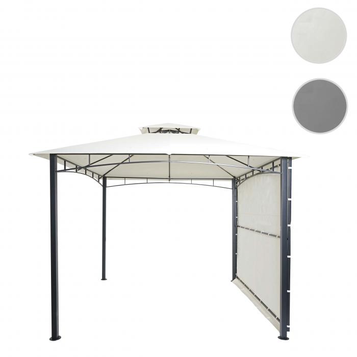 Pergola HWC-F94, Garten Pavillon, Stahl bewegliche Seitenwand 2,5x2,5m ~ creme-beige