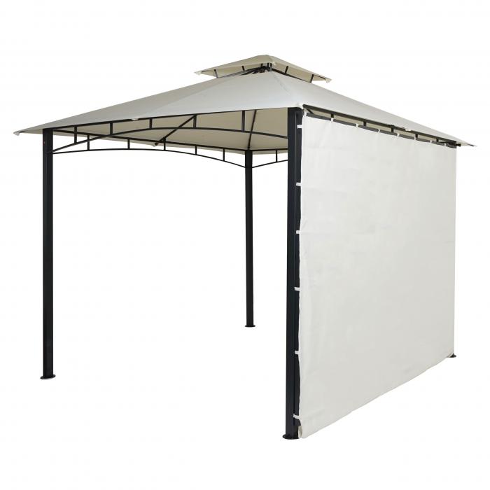 Pergola HWC-F94, Garten Pavillon, Stahl bewegliche Seitenwand 2,5x2,5m ~ creme-beige