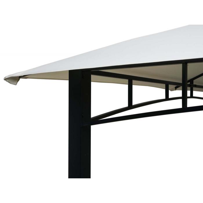 Pergola HWC-F94, Garten Pavillon, Stahl bewegliche Seitenwand 2,5x2,5m ~ creme-beige
