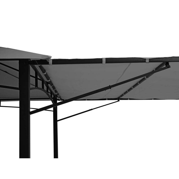 Retourenware | Pergola HWC-F94, Garten Pavillon, Stahl bewegliche Seitenwand 2,5x2,5m ~ grau