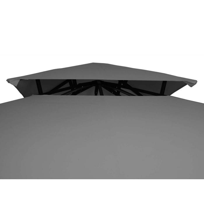 Retourenware | Pergola HWC-F94, Garten Pavillon, Stahl bewegliche Seitenwand 2,5x2,5m ~ grau