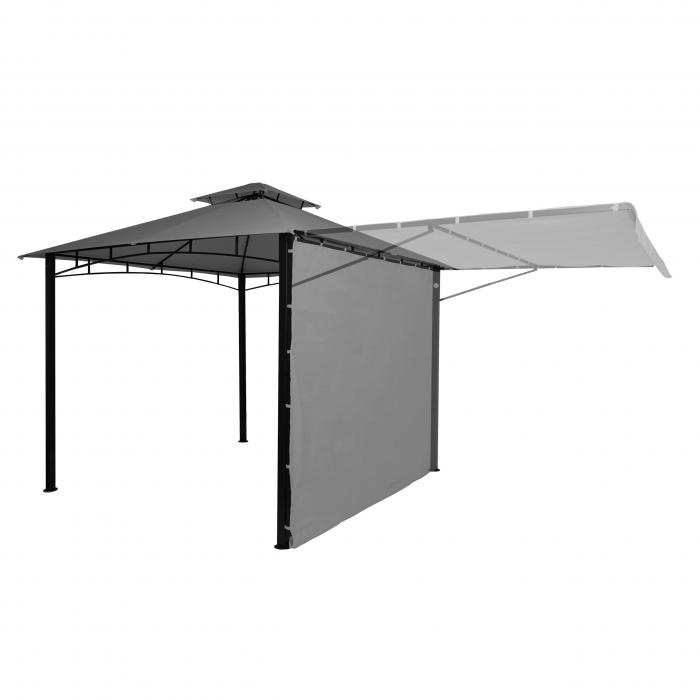 Pergola HWC-F94, Garten Pavillon, Stahl bewegliche Seitenwand 2,5x2,5m ~ grau