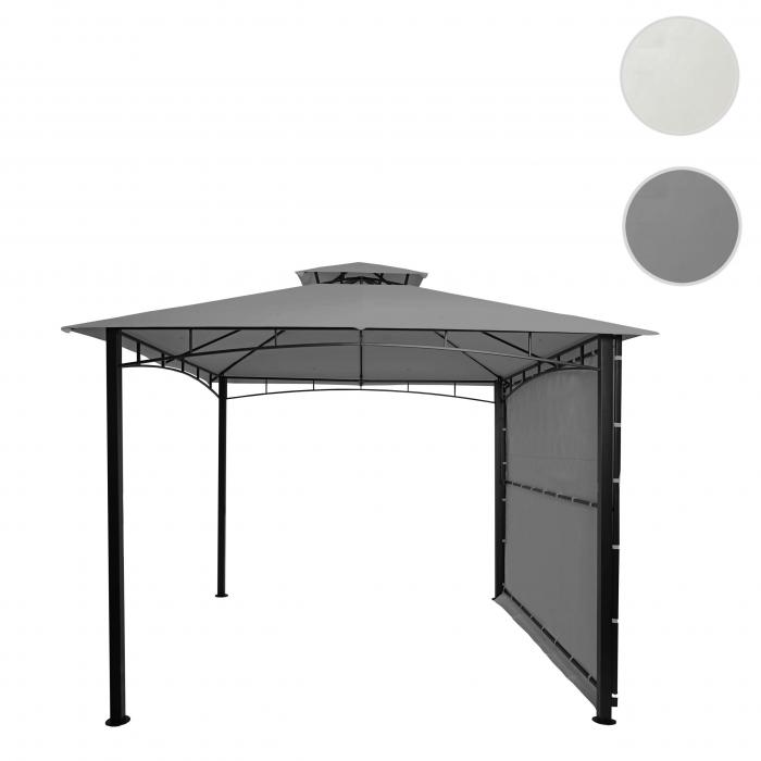 Pergola HWC-F94, Garten Pavillon, Stahl bewegliche Seitenwand 2,5x2,5m ~ grau