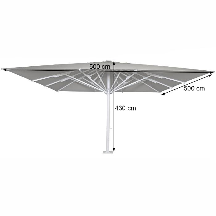 Gastronomie-Luxus-Sonnenschirm HWC-D20b, XXL-Schirm Marktschirm, 5x5m (7,2m) Polyester/Alu 75kg ~ beige