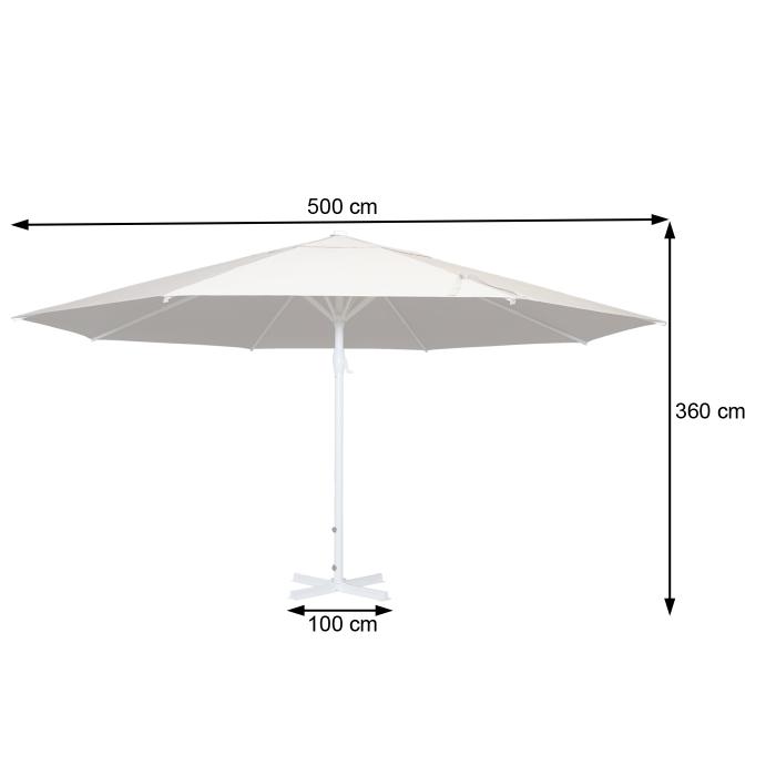 Sonnenschirm Meran II, Gastronomie Marktschirm,  5m Polyester/Alu Mast wei 28kg ~ creme-beige mit Stnder