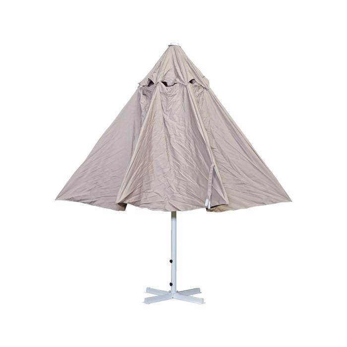 Sonnenschirm Meran II, Gastronomie Marktschirm,  5m Polyester/Alu Mast wei 28kg ~ creme-beige mit Stnder