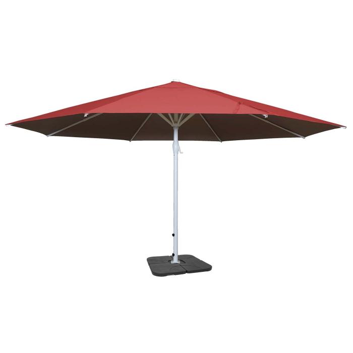 Sonnenschirm Meran II, Gastronomie Marktschirm,  5m Polyester/Alu Mast wei 28kg ~ rot mit Stnder