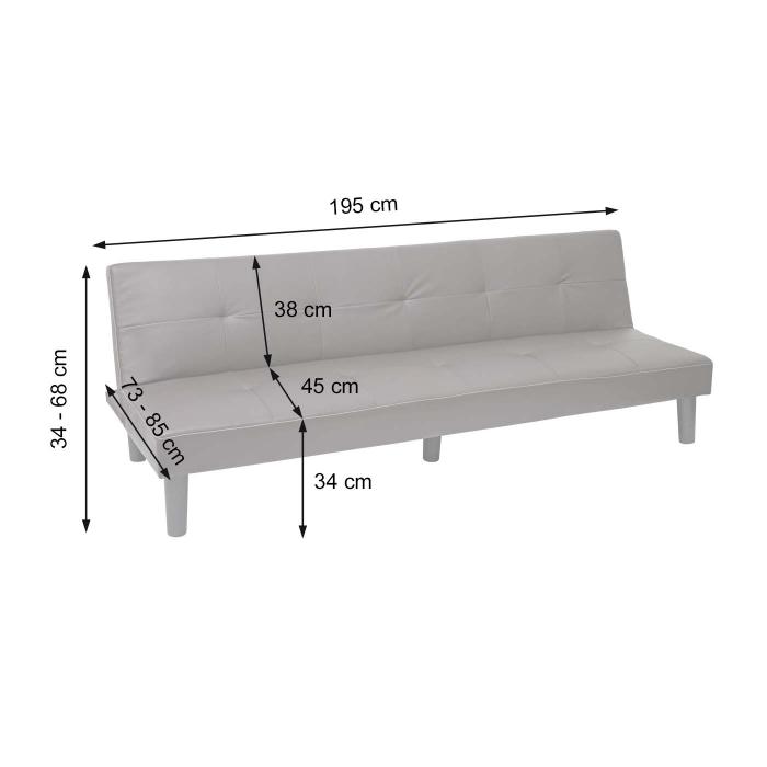 3er-Sofa HWC-G11, Couch Schlafsofa Gstebett Bettsofa Klappsofa, Schlaffunktion 195cm ~ Stoff/Textil, grau